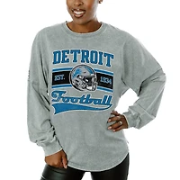 Women's Gameday Couture  Gray Detroit Lions  Snow Wash Oversized Long Sleeve T-Shirt