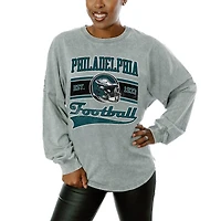 Women's Gameday Couture  Gray Philadelphia Eagles  Snow Wash Oversized Long Sleeve T-Shirt