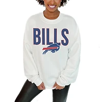 Women's Gameday Couture  White Buffalo Bills  Just Go With It Oversized Long Sleeve Crewneck Sweatshirt