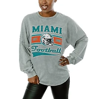Women's Gameday Couture  Gray Miami Dolphins  Snow Wash Oversized Long Sleeve T-Shirt