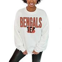 Women's Gameday Couture  White Cincinnati Bengals  Just Go With It Oversized Long Sleeve Crewneck Sweatshirt