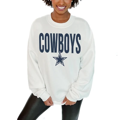 Women's Gameday Couture White Dallas Cowboys Just Go With It Oversized Long Sleeve Crewneck Sweatshirt