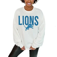 Women's Gameday Couture  White Detroit Lions  Just Go With It Oversized Long Sleeve Crewneck Sweatshirt