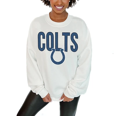 Women's Gameday Couture  White Indianapolis Colts  Just Go With It Oversized Long Sleeve Crewneck Sweatshirt