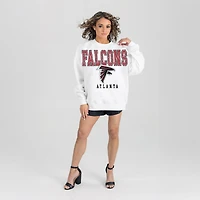 Women's Gameday Couture  White Atlanta Falcons Sunday Drives Oversized Crewneck Pullover Sweatshirt