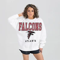 Women's Gameday Couture  White Atlanta Falcons Sunday Drives Oversized Crewneck Pullover Sweatshirt