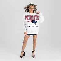 Women's Gameday Couture  White New England Patriots Sunday Drives Oversized Crewneck Pullover Sweatshirt