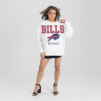 Women's Gameday Couture  White Buffalo Bills Sunday Drives Oversized Crewneck Pullover Sweatshirt