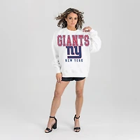 Women's Gameday Couture  White New York Giants Sunday Drives Oversized Crewneck Pullover Sweatshirt