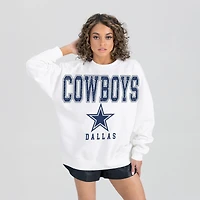 Women's Gameday Couture  White Dallas Cowboys Sunday Drives Oversized Crewneck Pullover Sweatshirt