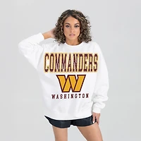 Women's Gameday Couture  White Washington Commanders Sunday Drives Oversized Crewneck Pullover Sweatshirt