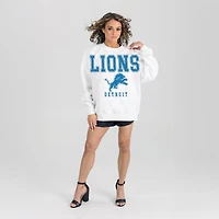 Women's Gameday Couture  White Detroit Lions Sunday Drives Oversized Crewneck Pullover Sweatshirt