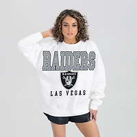 Women's Gameday Couture  White Las Vegas Raiders  Sunday Drives Oversized Crewneck Pullover Sweatshirt