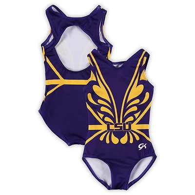 Girls Youth Purple LSU Tigers Replica Open Back Leotard