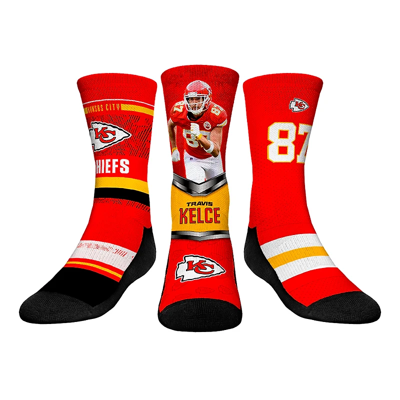 Youth Rock Em Socks Travis Kelce Red Kansas City Chiefs Pro Three-Pack Crew Sock Set