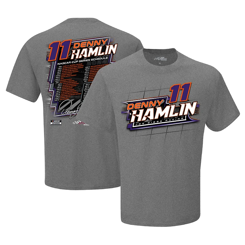 Men's Joe Gibbs Racing Team Collection  Gray Denny Hamlin  2024 Schedule T-Shirt