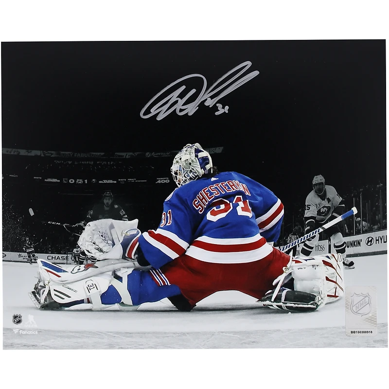 Igor Shesterkin New York Rangers Autographed 8" x 10" Blue Save Spotlight Photograph