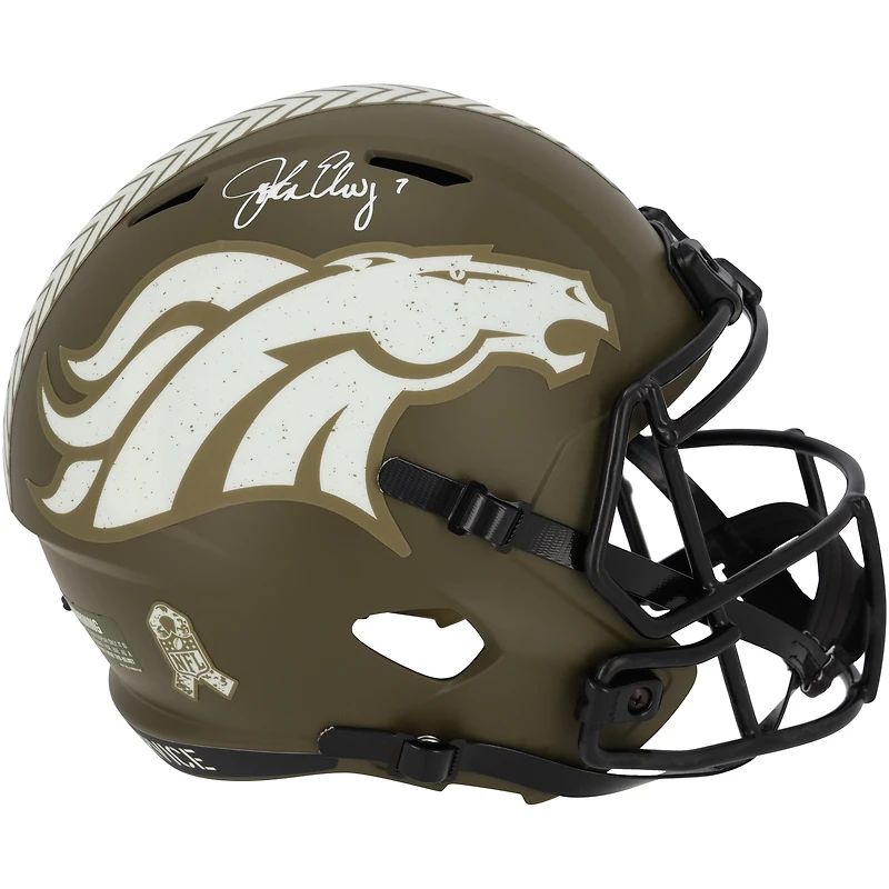 John Elway Denver Broncos Autographed 2022 Salute to Service Riddell Speed Replica Helmet