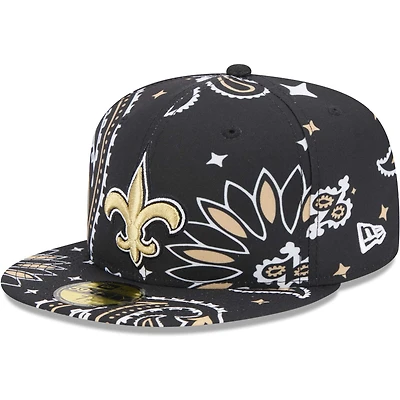 Men's New Era Black New Orleans Saints Paisley 59FIFTY Fitted Hat
