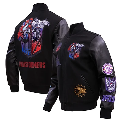 Men's Freeze Max Black Transformers Autobots vs. Decepticons Full-Zip Varsity Jacket
