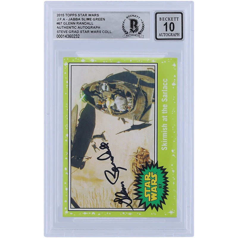 Glenn Randall Star Wars Autographed 2015 Topps Journey to the Force Awakens Slime Green #67 BGS Authenticated 10 Card