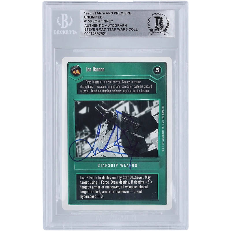 Lon Tinney Star Wars Autographed 1995 CCG Premiere #156 BGS Authenticated Card
