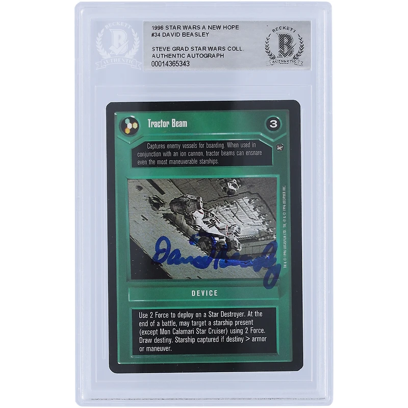 David Beasley Star Wars Autographed 1996 CCG A New Hope #34 BAS Authenticated Card