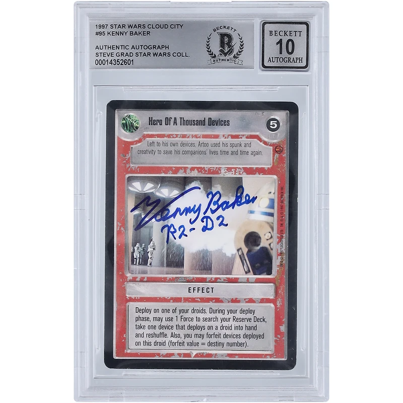 Kenny Baker Autographed 1997 CCG Star Wars Cloud City #95 BGS Authenticated 10 Card with "R2-D2" Inscription