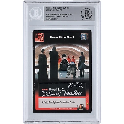 Kenny Baker Star Wars Autographed 1999 CCG Young Jedi #53 BGS Authenticated Card with "R2-D2" Inscription