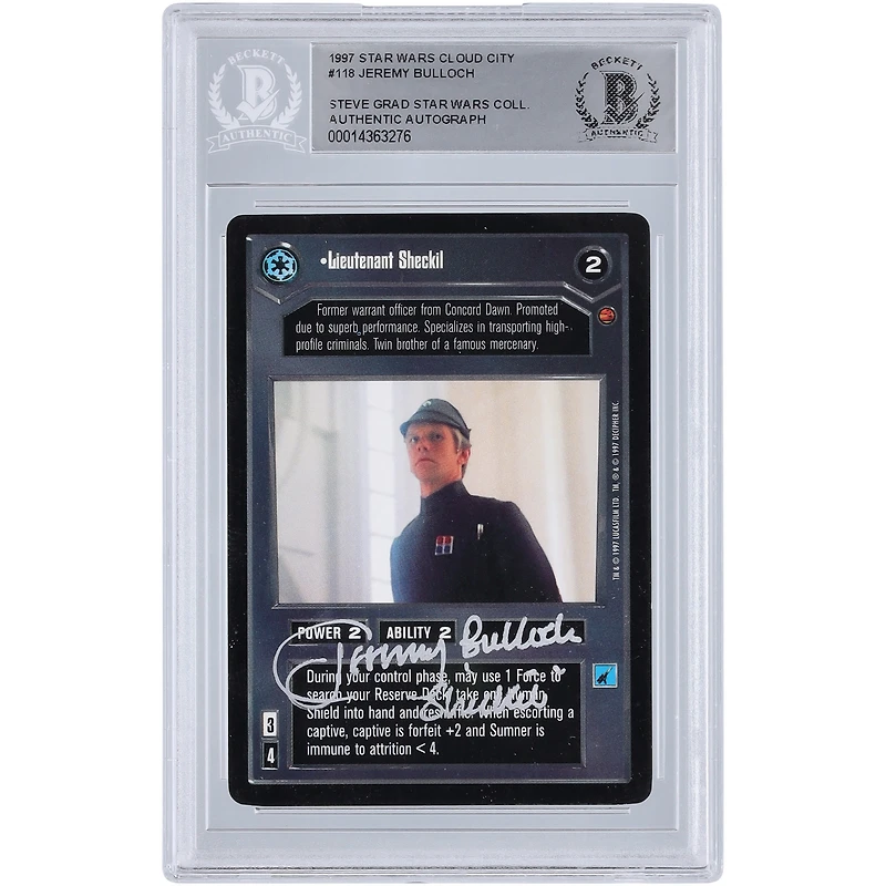 Jeremy Bulloch Star Wars Autographed 1997 CCG Star Wars Cloud City #118 BGS Authenticated Card with "Sheckil" Inscription