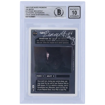 Penny McCarthy Star Wars Autographed 1995 CCG Premiere #23 BGS Authenticated 10 Card