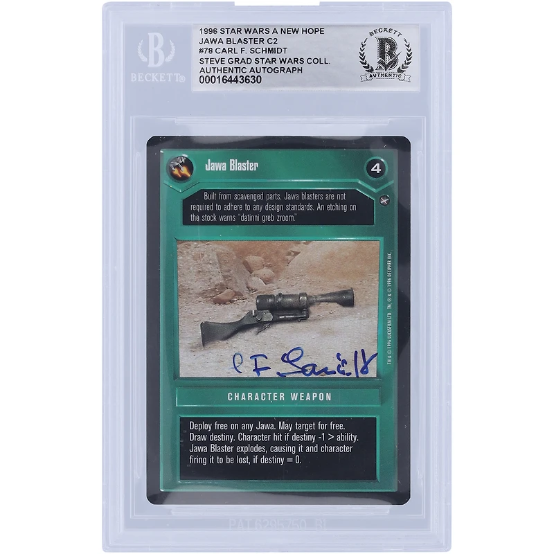 Carl Schmidt Star Wars Autographed 1996 CCG New Hope #78 BGS Authenticated Authentic Card