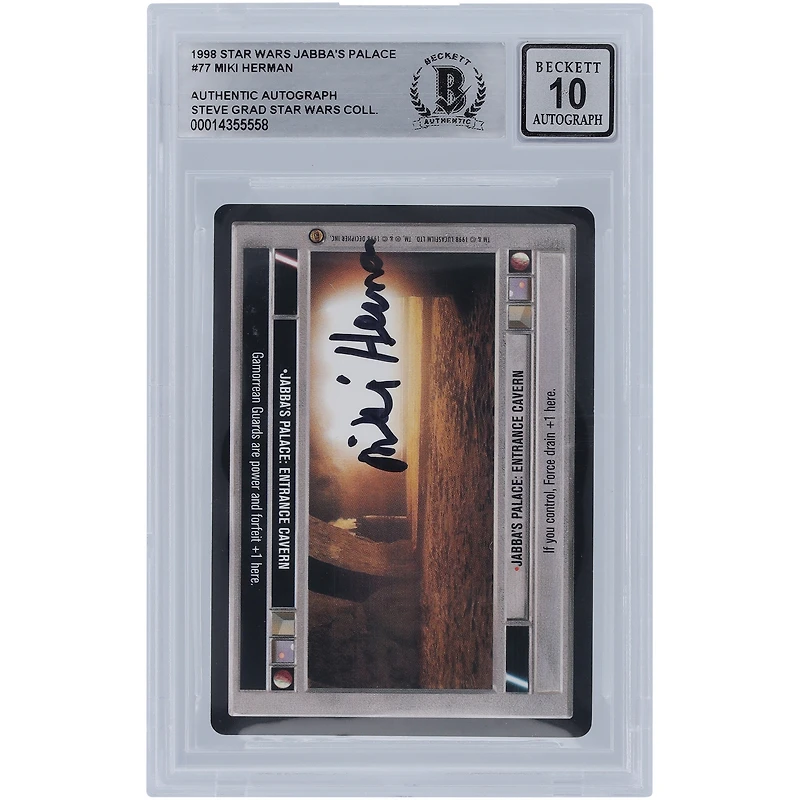 Miki Herman Star Wars Autographed 1998 CCG Jabba's Palace #77 BGS Authenticated 10 Card