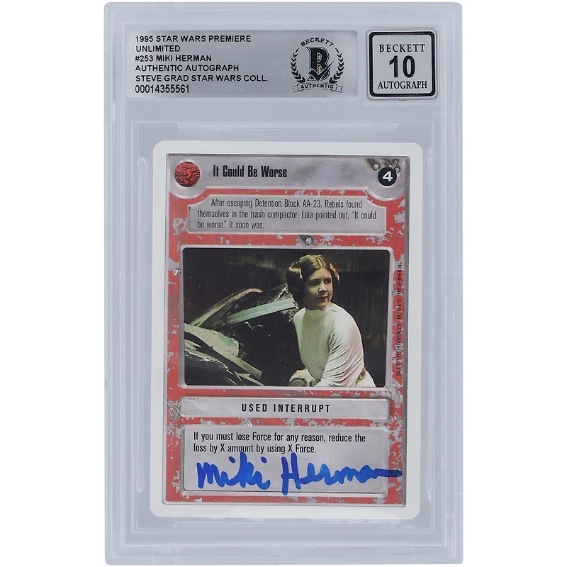 Miki Herman Star Wars Autographed 1995 CCG Premiere #253 BGS Authenticated 10 Card