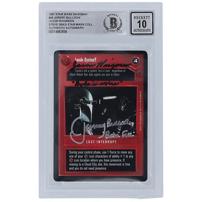 Jeremy Bulloch and Jason Wingreen Star Wars Autographed 1997 CCG Dagobah #95 BGS Authenticated 10 Auto Grade Card with "Boba Fett & Boba's Voice" Inscription