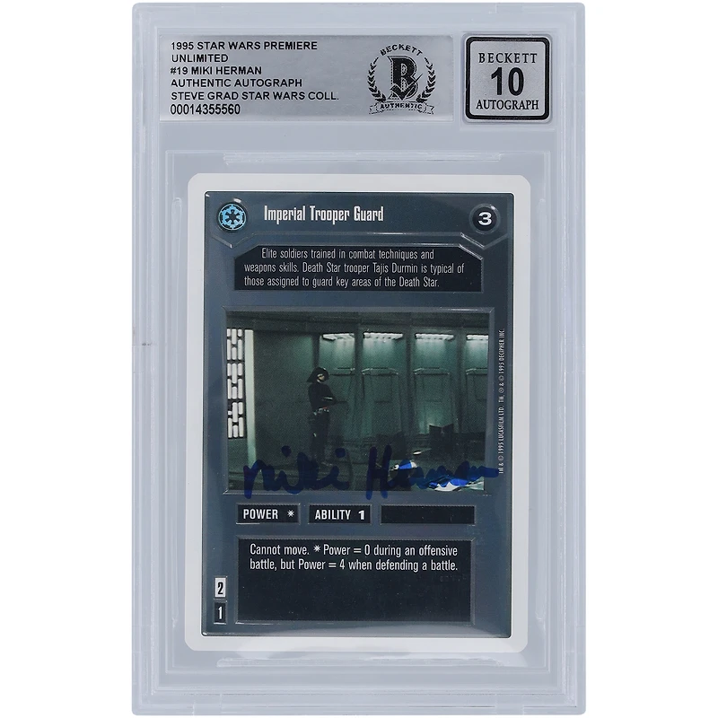 Miki Herman Star Wars Autographed 1995 CCG Premiere #19 BGS Authenticated 10 Card