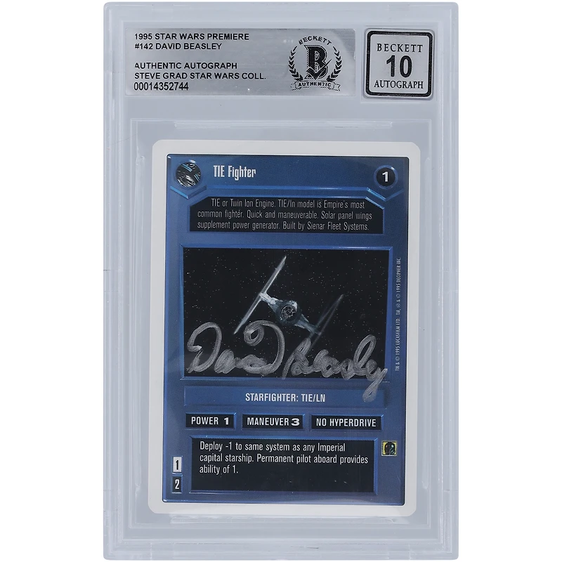 David Beasley Star Wars Autographed 1995 CCG Premiere #142 BGS Authenticated 10 Card