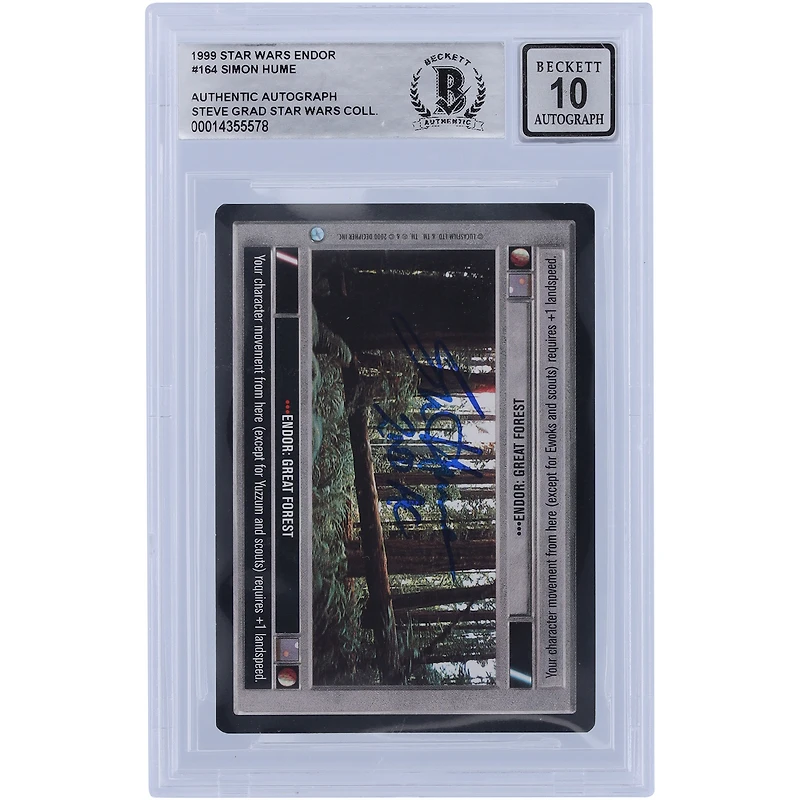 Simon Hume Star Wars Autographed 1999 CCG Endor #164 BGS Authenticated 10 Card with "2nd AC" Inscription