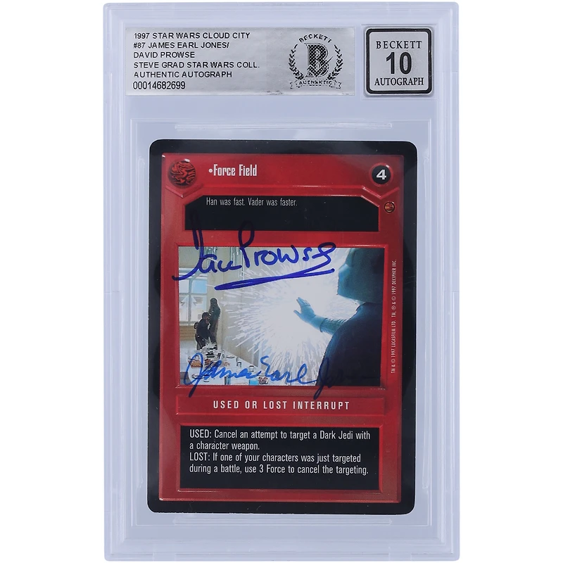 David Prowse and James Earl Jones Star Wars Autographed 1997 CCG Cloud City #87 BGS Authenticated 10 Auto Grade Card