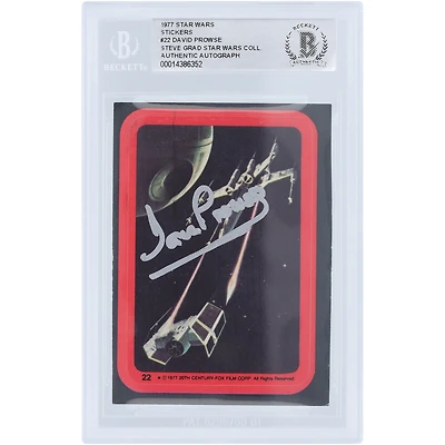 David Prowse Autographed 1977 Topps Star Wars X-Wing & Darth Vader's TIE-Fighter Sticker #22 BAS Authenticated Card