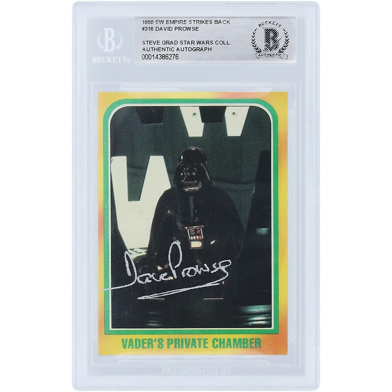 David Prowse Star Wars Autographed 1980 Topps The Empire Strikes Back Darth Vader #316 BAS Authenticated Card