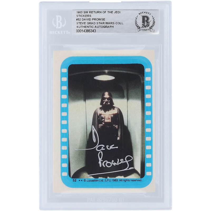 David Prowse Star Wars Autographed 1983 Topps Return of the Jedi Darth Vader Sticker #52 BAS Authenticated Card