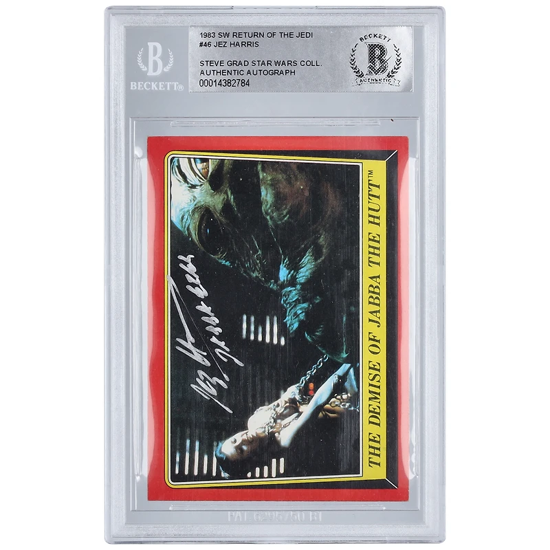 Jez Harris Star Wars Autographed 1983 Topps Return of the Jedi #46 BAS Authenticated Card with "Jabba Eyes" Inscription