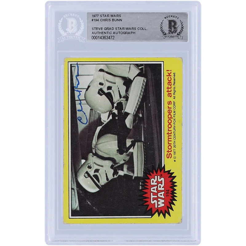 Chris Bunn Star Wars Autographed 1977 Topps Star Wars #194 BAS Authenticated Card