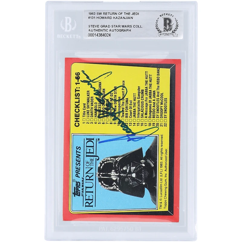 Howard Kazanjian Star Wars Autographed 1983 Topps Return of the Jedi #131 BAS Authenticated Card