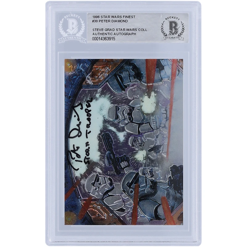 Peter Diamond Star Wars Autographed 1996 Topps Finest #30 BAS Authenticated Card with "Storm Trooper" Inscription