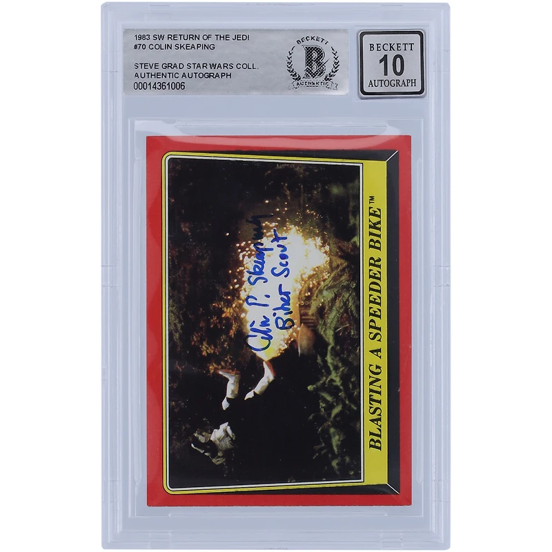 Colin Skeaping Star Wars Autographed 1983 Topps #70 BAS Authenticated 10 Card with "Biker Scout" Inscription