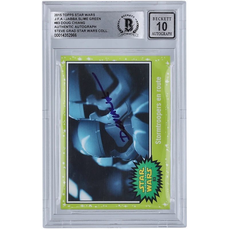 Doug Chiang Star Wars Autographed 2015 Topps Journey To The Force Awakens Slime Green #83 BGS Authenticated 10 Card