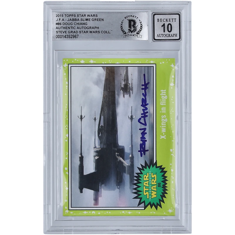 Doug Chiang Star Wars Autographed 2015 Topps Journey To The Force Awakens Slime Green #86 BGS Authenticated 10 Card