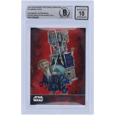 Aidan Cook Star Wars Autographed 2016 Topps The Force Awakens #16 BGS Authenticated 10 Card with "Bobbajo" Inscription
